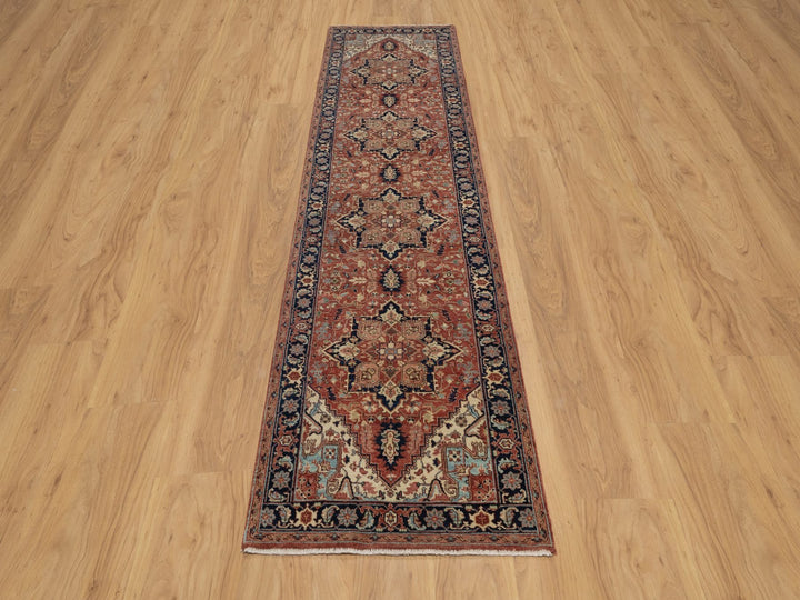 2'7" x 10'2" New Hand Knotted Red Wool Runner Oriental Rug - MOA10291383