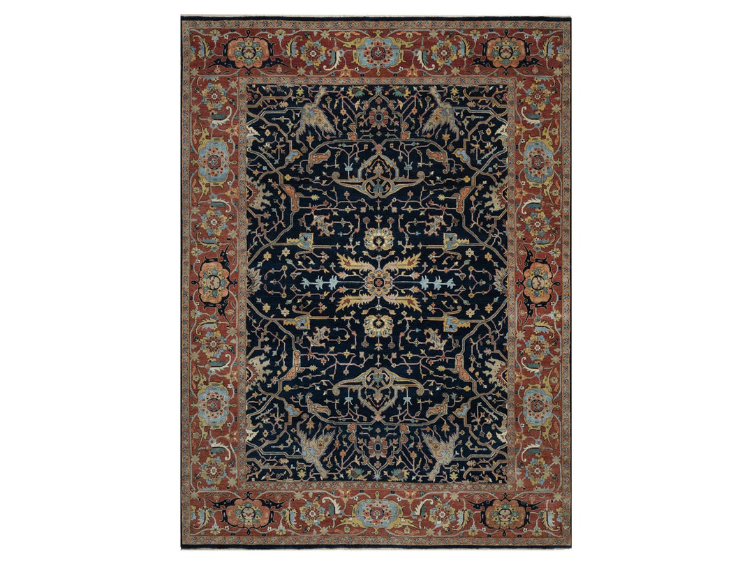 8'11" x 12'2" New Hand Knotted Blue Wool Rectangle Oriental Rug - MOA10291385