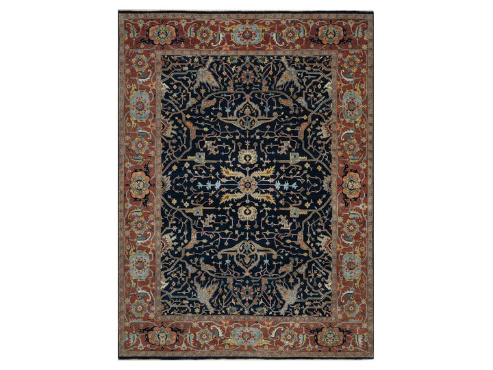 8'11" x 12'2" New Hand Knotted Blue Wool Rectangle Oriental Rug - MOA10291385