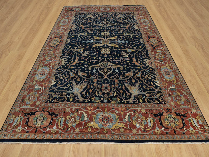 8'11" x 12'2" New Hand Knotted Blue Wool Rectangle Oriental Rug - MOA10291385