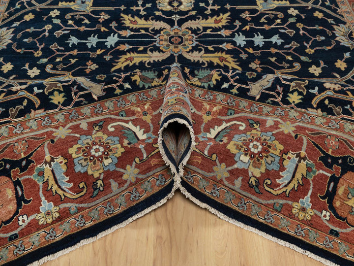 8'11" x 12'2" New Hand Knotted Blue Wool Rectangle Oriental Rug - MOA10291385