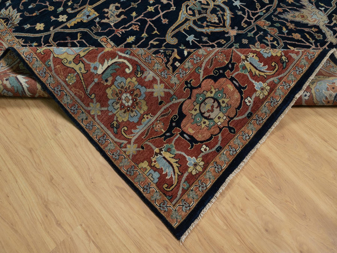 8'11" x 12'2" New Hand Knotted Blue Wool Rectangle Oriental Rug - MOA10291385