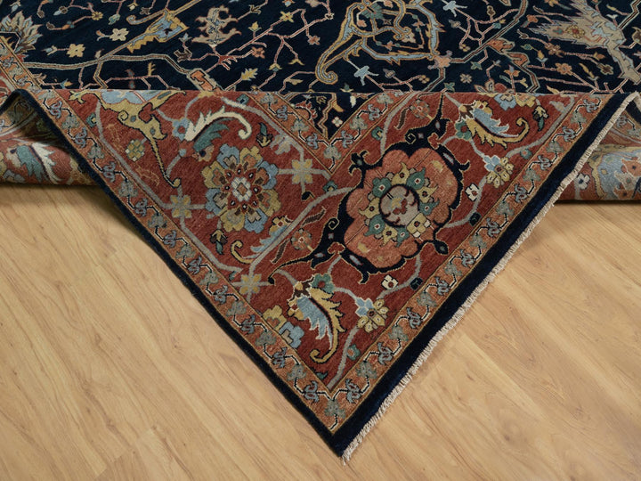8'11" x 12'2" New Hand Knotted Blue Wool Rectangle Oriental Rug - MOA10291385