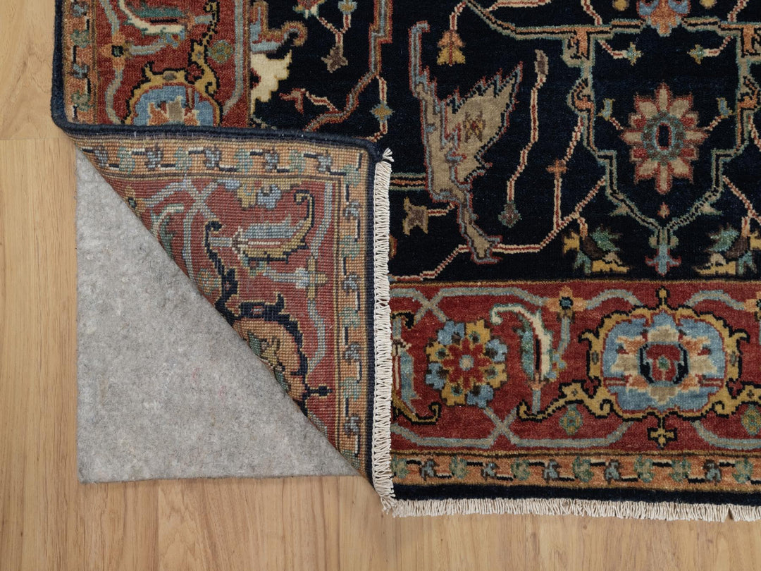 4'2" x 12'2" New Hand Knotted Blue Wool Runner Oriental Rug - MOA10291386