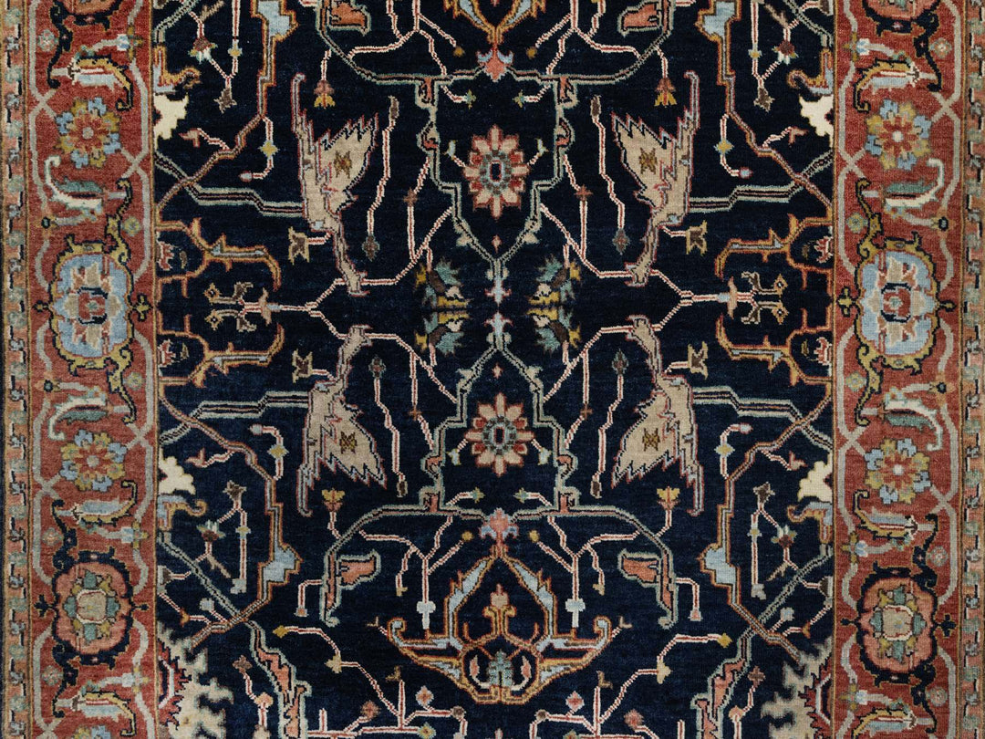 4'2" x 12'2" New Hand Knotted Blue Wool Runner Oriental Rug - MOA10291386