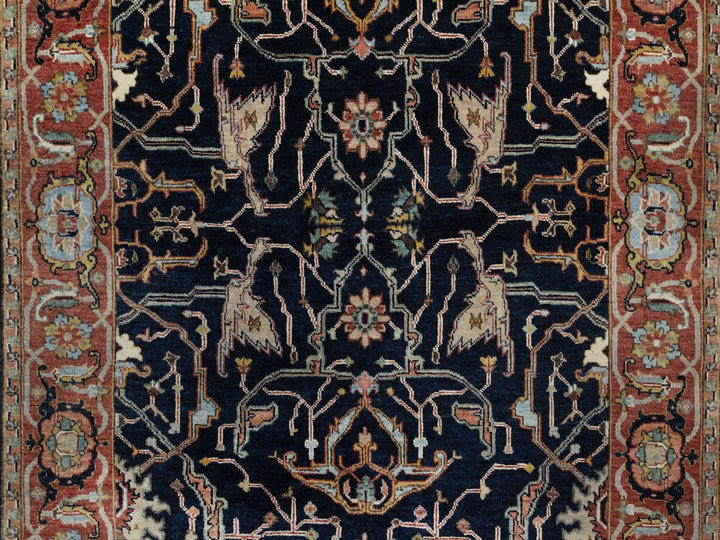 4'2" x 12'2" New Hand Knotted Blue Wool Runner Oriental Rug - MOA10291386