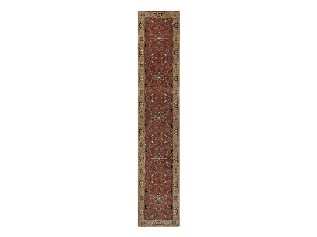 2'8" x 14'1" New Hand Knotted Red Wool Runner Oriental Rug - MOA10291387