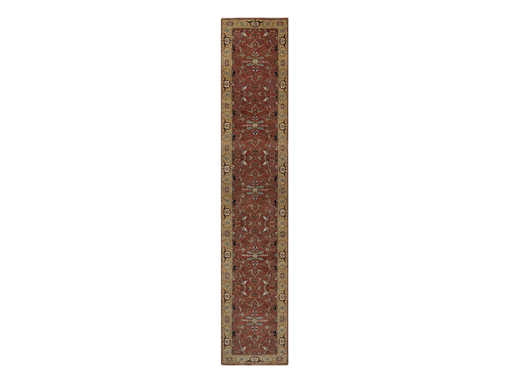2'8" x 14'1" New Hand Knotted Red Wool Runner Oriental Rug - MOA10291387