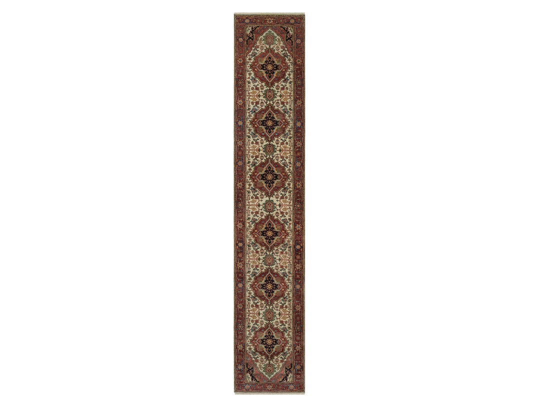 2'8" x 14'3" New Hand Knotted Ivory Wool Runner Oriental Rug - MOA10291388