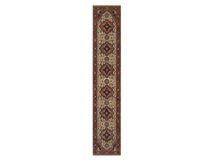 2'8" x 14'3" New Hand Knotted Ivory Wool Runner Oriental Rug - MOA10291388