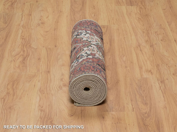 2'8" x 14'3" New Hand Knotted Ivory Wool Runner Oriental Rug - MOA10291388