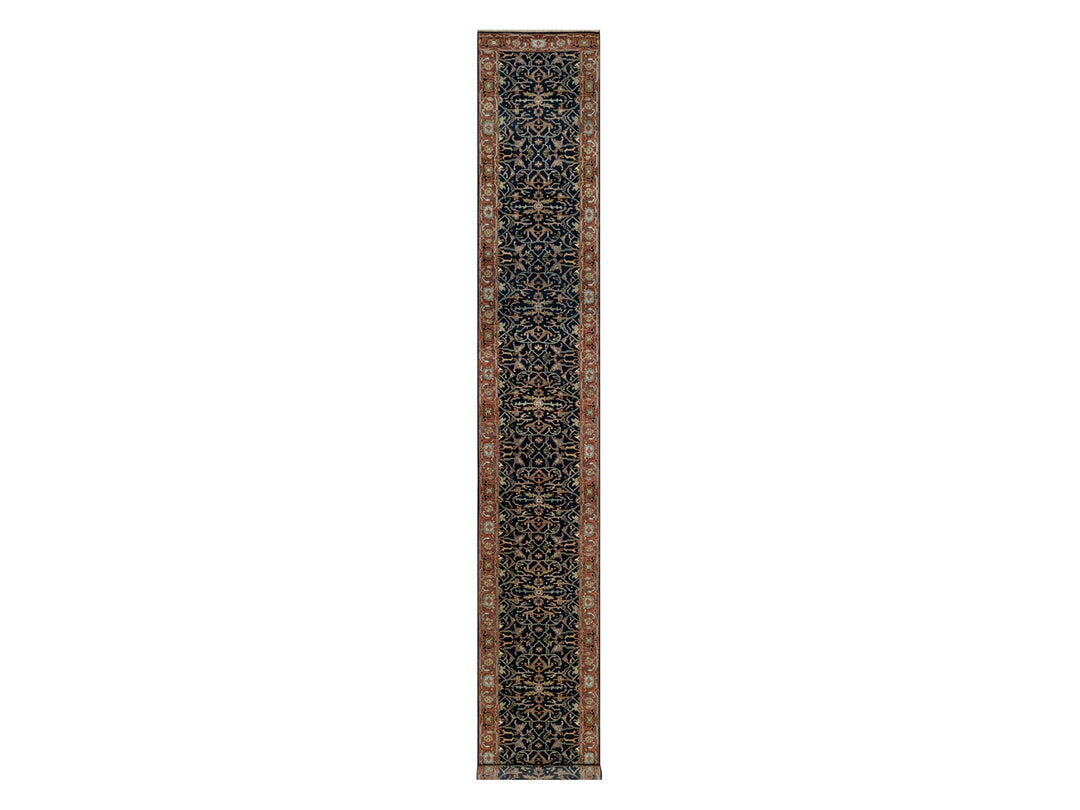 2'7" x 18'1" New Hand Knotted Blue Wool Runner Oriental Rug - MOA10291390
