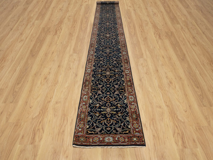 2'7" x 18'1" New Hand Knotted Blue Wool Runner Oriental Rug - MOA10291390