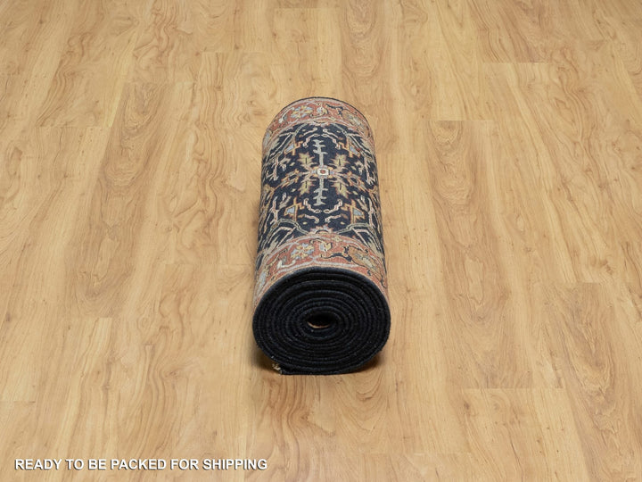 2'7" x 18'1" New Hand Knotted Blue Wool Runner Oriental Rug - MOA10291390