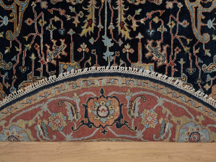 6'0" x 6'0" New Hand Knotted Blue Wool Round Oriental Rug - MOA10291391