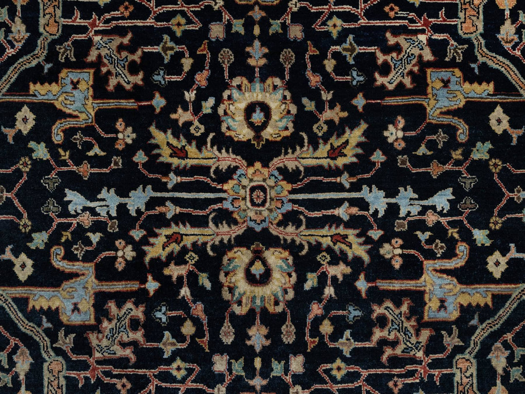 6'0" x 6'0" New Hand Knotted Blue Wool Round Oriental Rug - MOA10291391