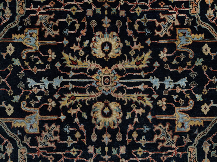 6'0" x 6'0" New Hand Knotted Blue Wool Round Oriental Rug - MOA10291391