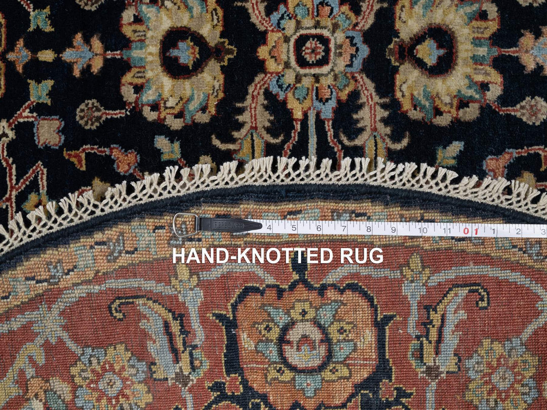 6'0" x 6'0" New Hand Knotted Blue Wool Round Oriental Rug - MOA10291391