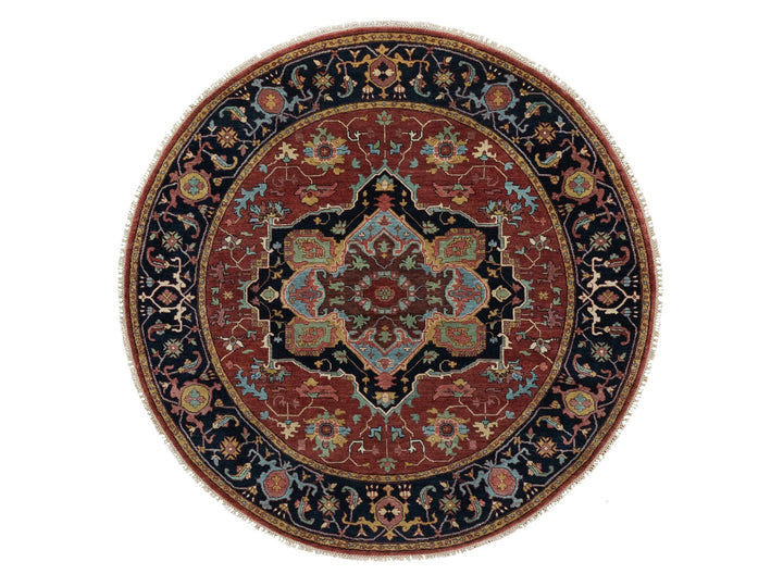 6'2" x 6'2" New Hand Knotted Red Wool Round Oriental Rug - MOA10291392