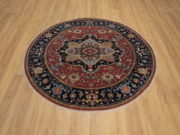6'2" x 6'2" New Hand Knotted Red Wool Round Oriental Rug - MOA10291392