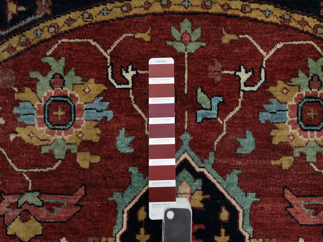 6'2" x 6'2" New Hand Knotted Red Wool Round Oriental Rug - MOA10291392