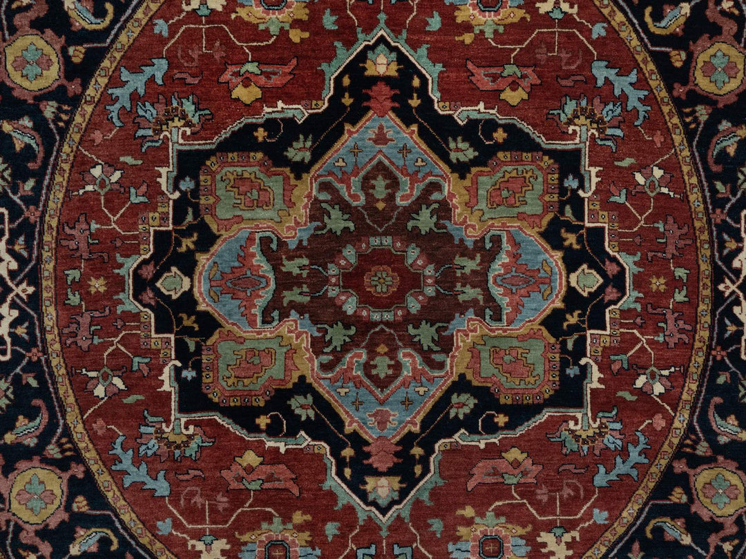 6'2" x 6'2" New Hand Knotted Red Wool Round Oriental Rug - MOA10291392