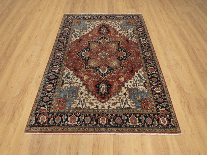 5'2" x 7'2" New Hand Knotted Red Wool Rectangle Oriental Rug - MOA10291393