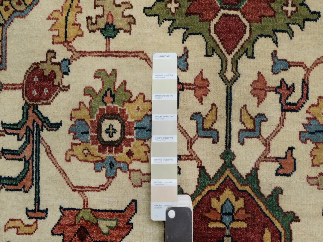 6'2" x 9'1" New Hand Knotted Ivory Wool Rectangle Oriental Rug - MOA10291394