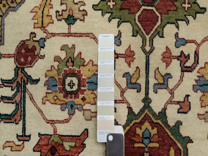 6'2" x 9'1" New Hand Knotted Ivory Wool Rectangle Oriental Rug - MOA10291394