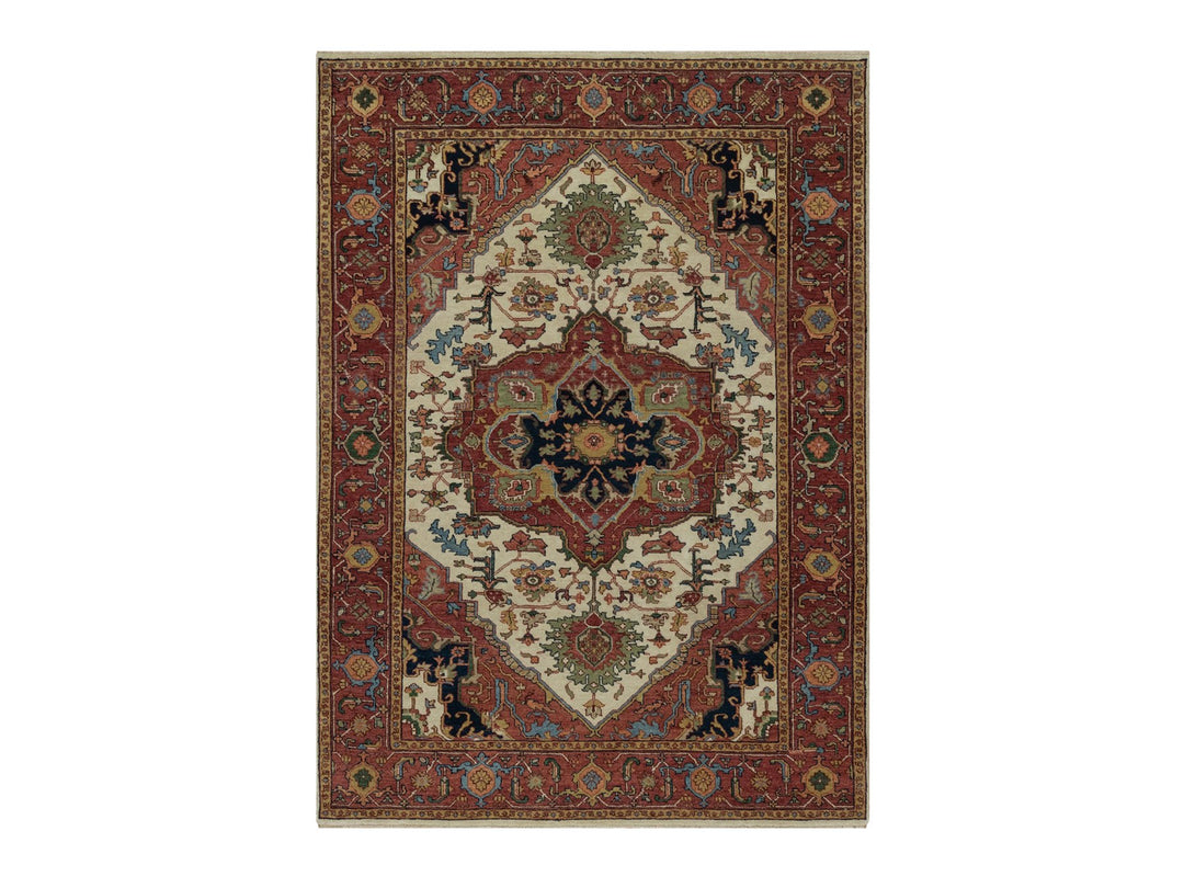 5'1" x 7'2" New Hand Knotted Ivory Wool Rectangle Oriental Rug - MOA10291395