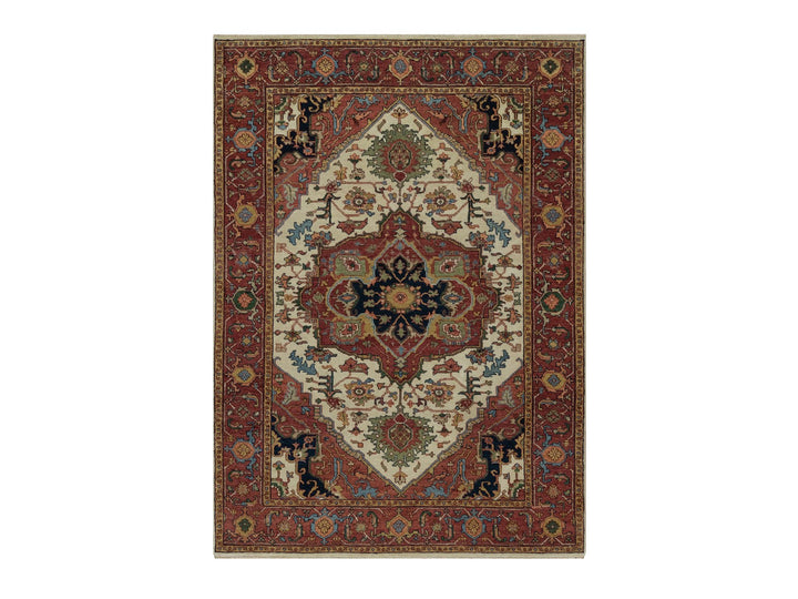 5'1" x 7'2" New Hand Knotted Ivory Wool Rectangle Oriental Rug - MOA10291395