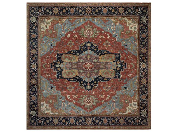15'10" x 16'2" New Hand Knotted Red Wool Square Oriental Rug - MOA10291404