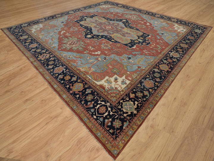 15'10" x 16'2" New Hand Knotted Red Wool Square Oriental Rug - MOA10291404