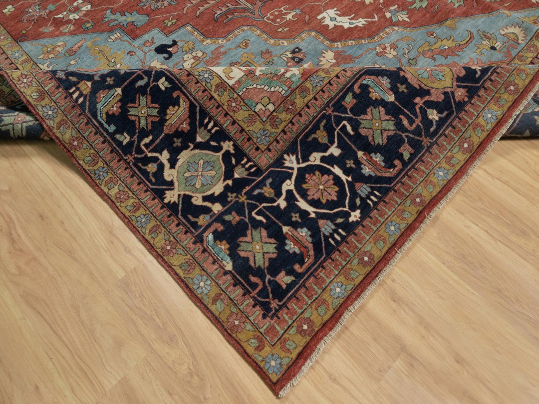 15'10" x 16'2" New Hand Knotted Red Wool Square Oriental Rug - MOA10291404