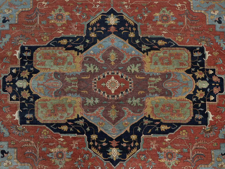 15'10" x 16'2" New Hand Knotted Red Wool Square Oriental Rug - MOA10291404