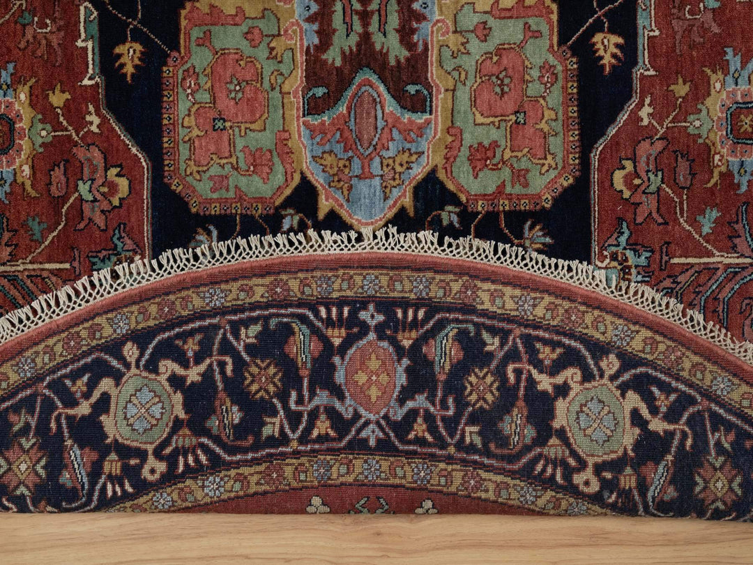 8'0" x 8'0" New Hand Knotted Red Wool Round Oriental Rug - MOA10291405