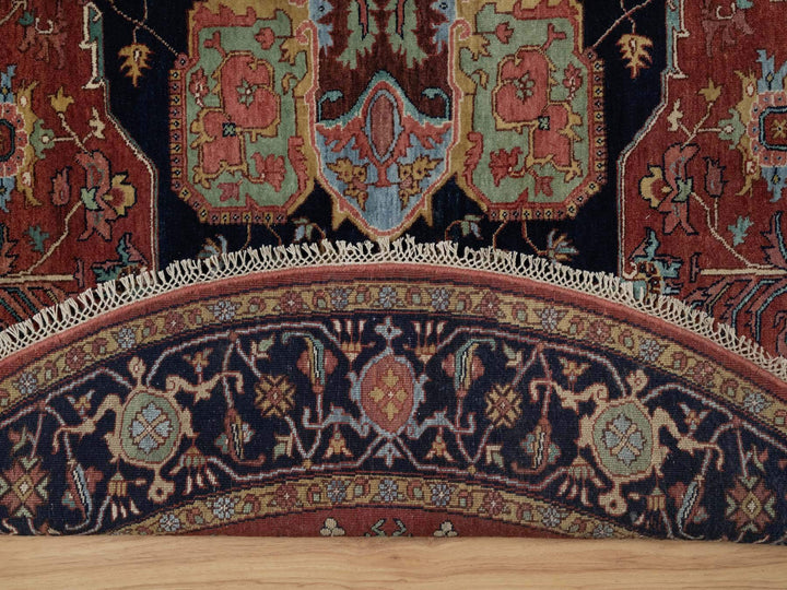 8'0" x 8'0" New Hand Knotted Red Wool Round Oriental Rug - MOA10291405