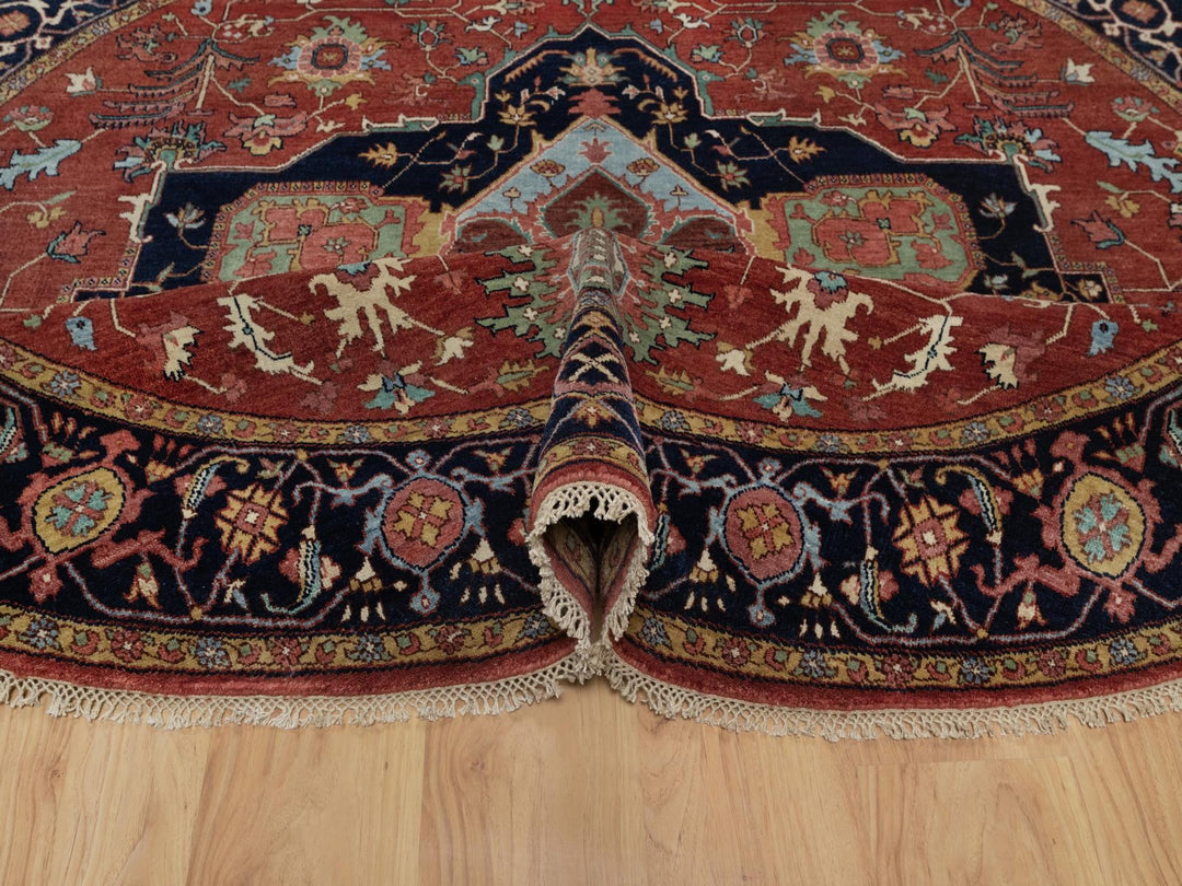 8'0" x 8'0" New Hand Knotted Red Wool Round Oriental Rug - MOA10291405