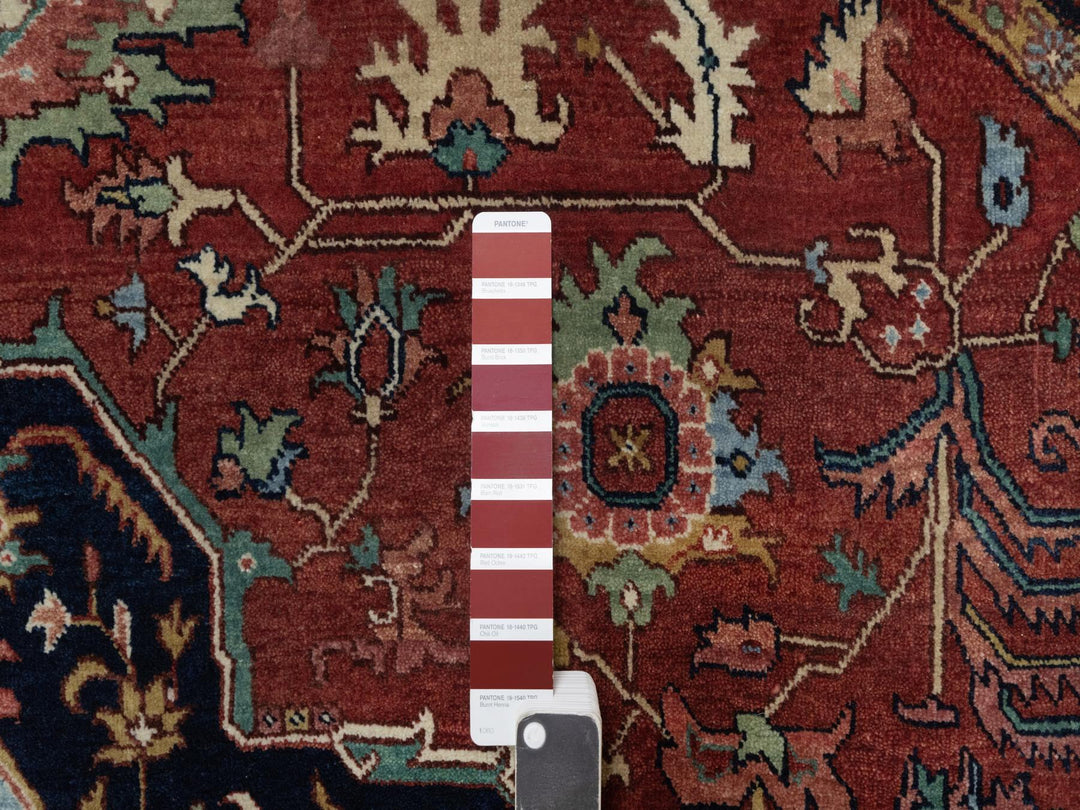 8'0" x 8'0" New Hand Knotted Red Wool Round Oriental Rug - MOA10291405