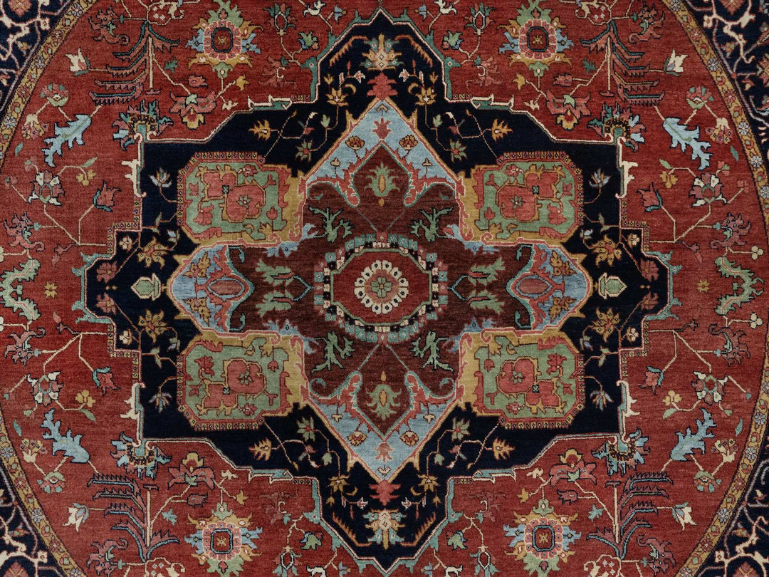 8'0" x 8'0" New Hand Knotted Red Wool Round Oriental Rug - MOA10291405