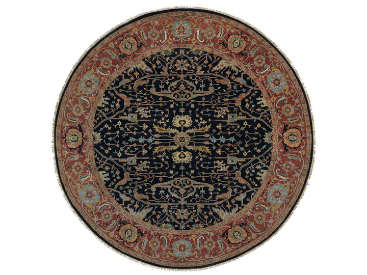 10'1" x 10'1" New Hand Knotted Blue Wool Round Oriental Rug - MOA10291406