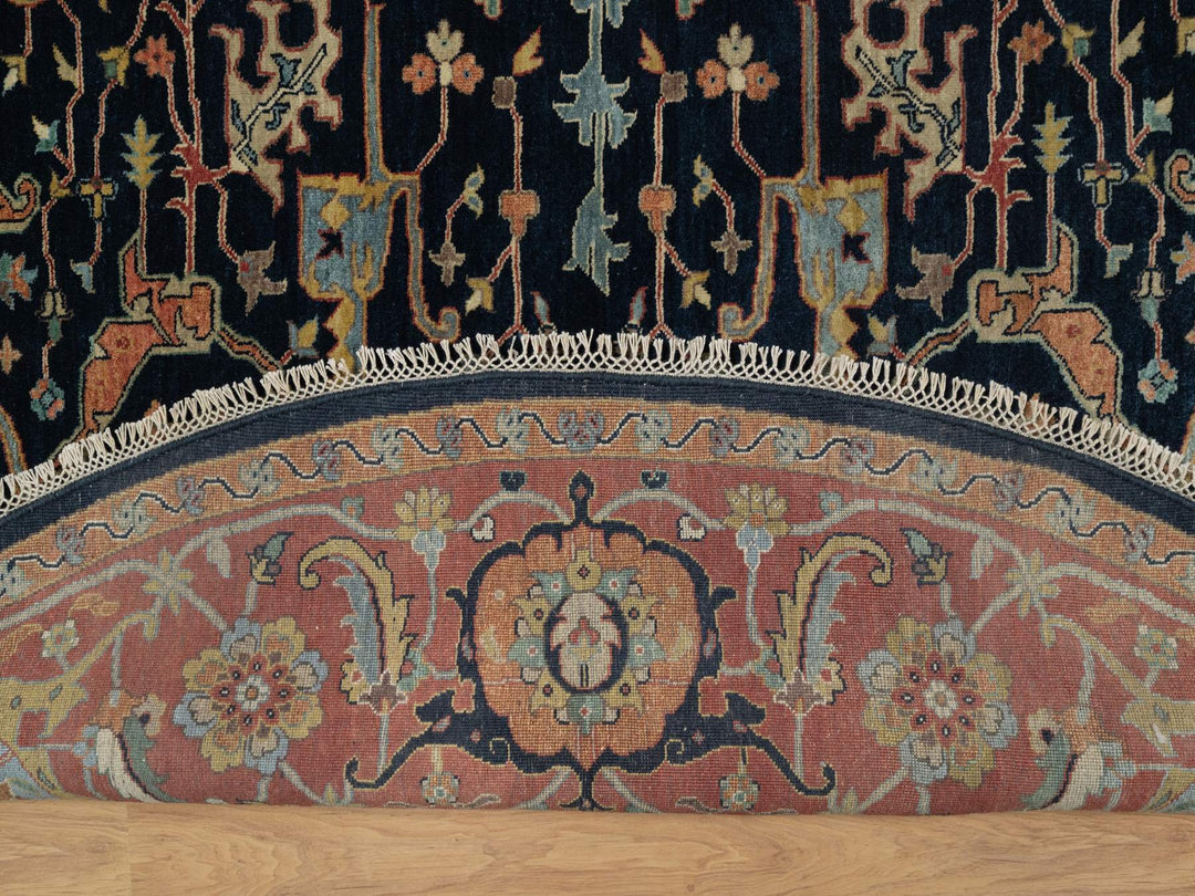 10'1" x 10'1" New Hand Knotted Blue Wool Round Oriental Rug - MOA10291406