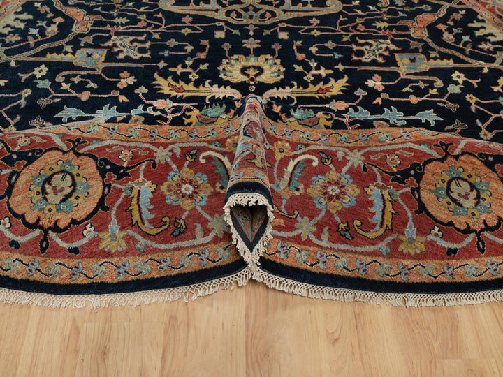 10'1" x 10'1" New Hand Knotted Blue Wool Round Oriental Rug - MOA10291406
