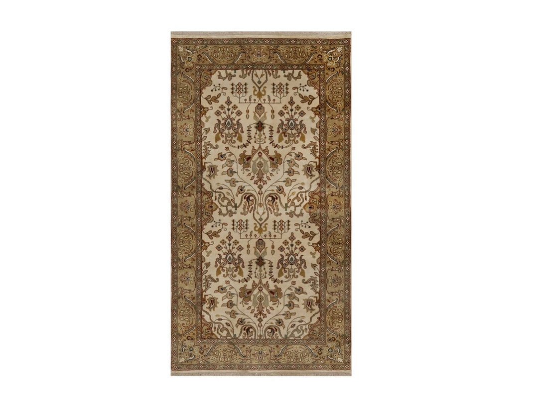 2'9" x 5'1" New Hand Knotted Ivory Wool Rectangle Oriental Rug - MOA10291408