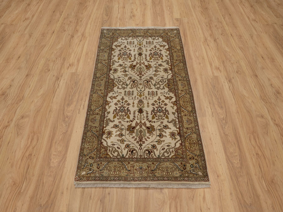 2'9" x 5'1" New Hand Knotted Ivory Wool Rectangle Oriental Rug - MOA10291408