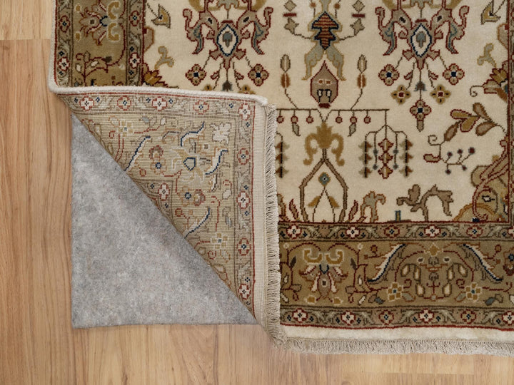 2'9" x 5'1" New Hand Knotted Ivory Wool Rectangle Oriental Rug - MOA10291408