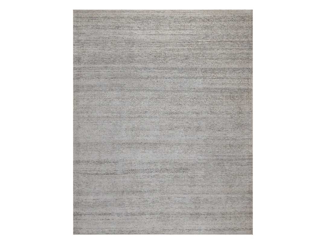 8'1" x 10'2" New Hand Knotted Grey Wool Rectangle Oriental Rug - MOA10291409