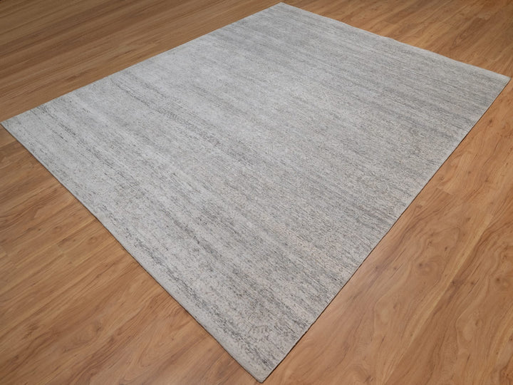 8'1" x 10'2" New Hand Knotted Grey Wool Rectangle Oriental Rug - MOA10291409