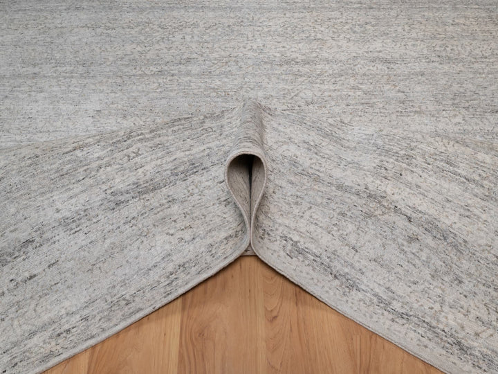 8'1" x 10'2" New Hand Knotted Grey Wool Rectangle Oriental Rug - MOA10291409