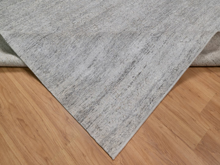 8'1" x 10'2" New Hand Knotted Grey Wool Rectangle Oriental Rug - MOA10291409